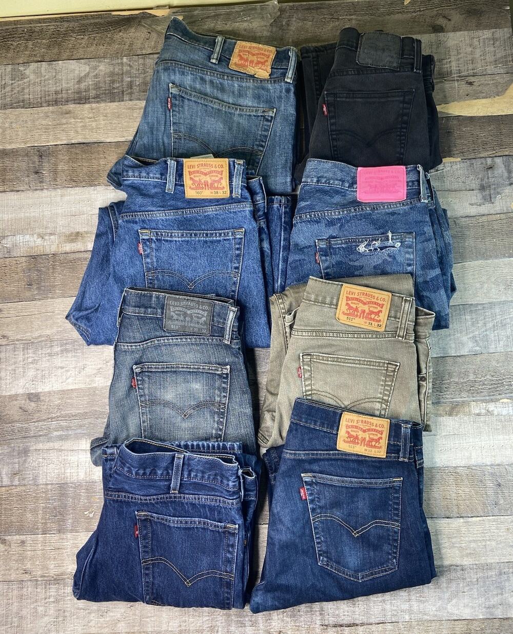 Lot of 8 Levis Blue Jeans Wholesale 550 511 Mens Sizes Reseller Craft Y2K Denim
